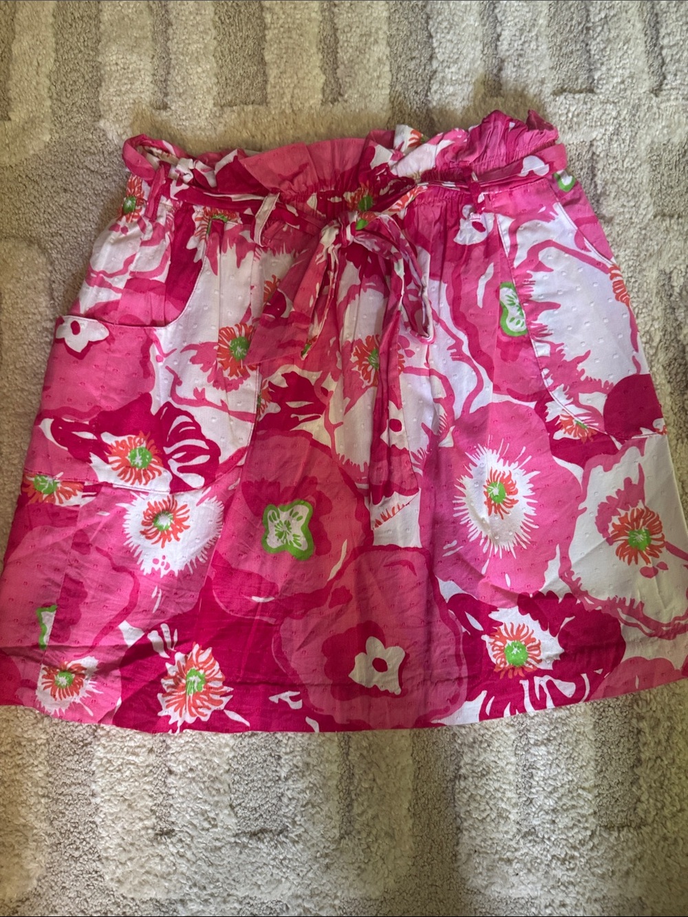Lilly Pulitzer Pink Floral Tie-Waist Mini Skirt